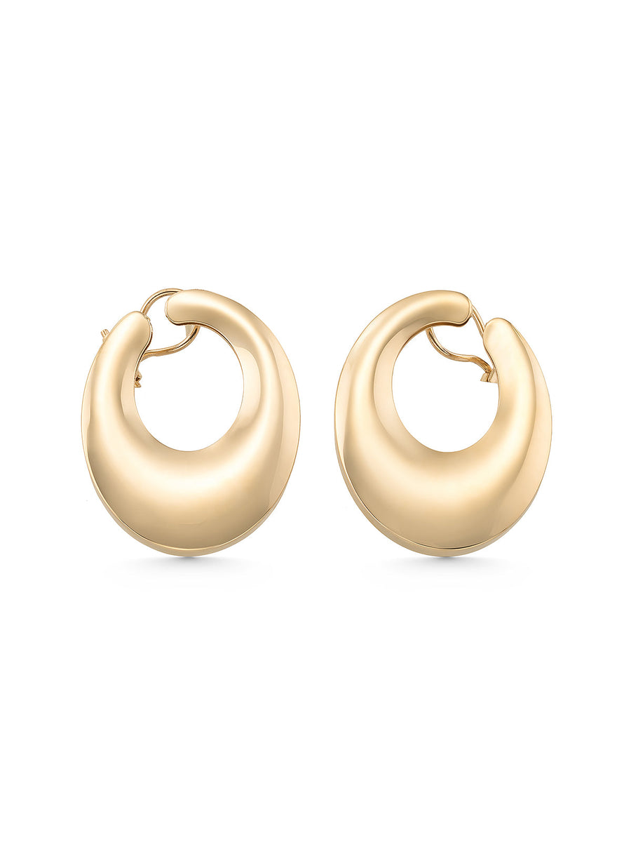 Domed Hoop Earrings in 14K Gold