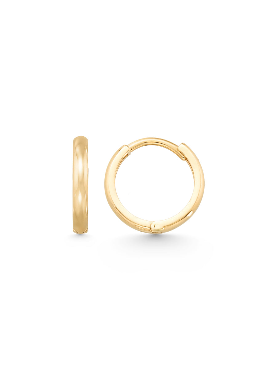 Domed Slim Hoop Earrings in 14K Gold