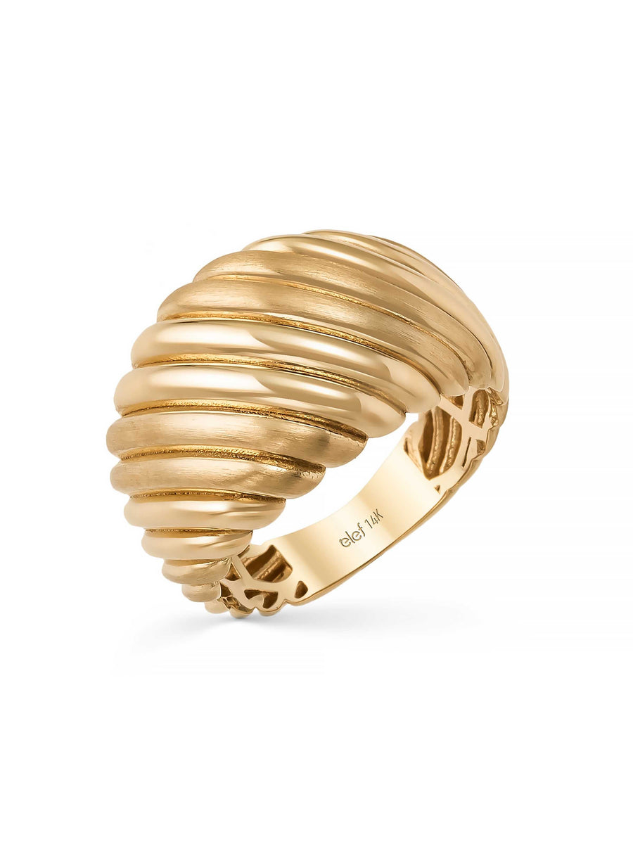 Domed Corded Form Ring in 14K Gold