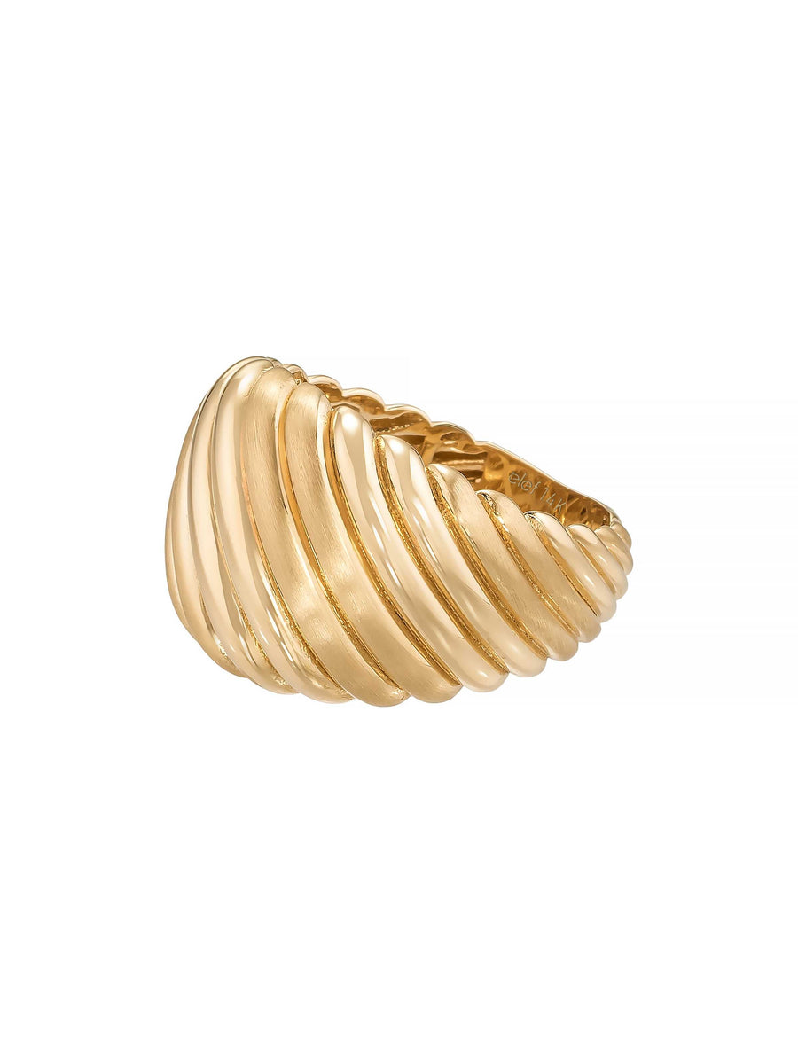 Domed Corded Form Ring in 14K Gold