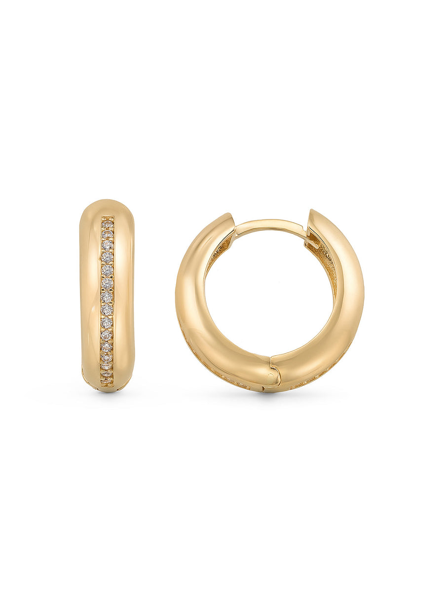 Domed Stone-Set Earrings in 14K Gold