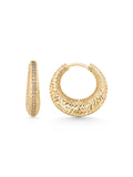 Domed Stone-Set Hoop Earrings in 14K Gold by Elef Jewelry