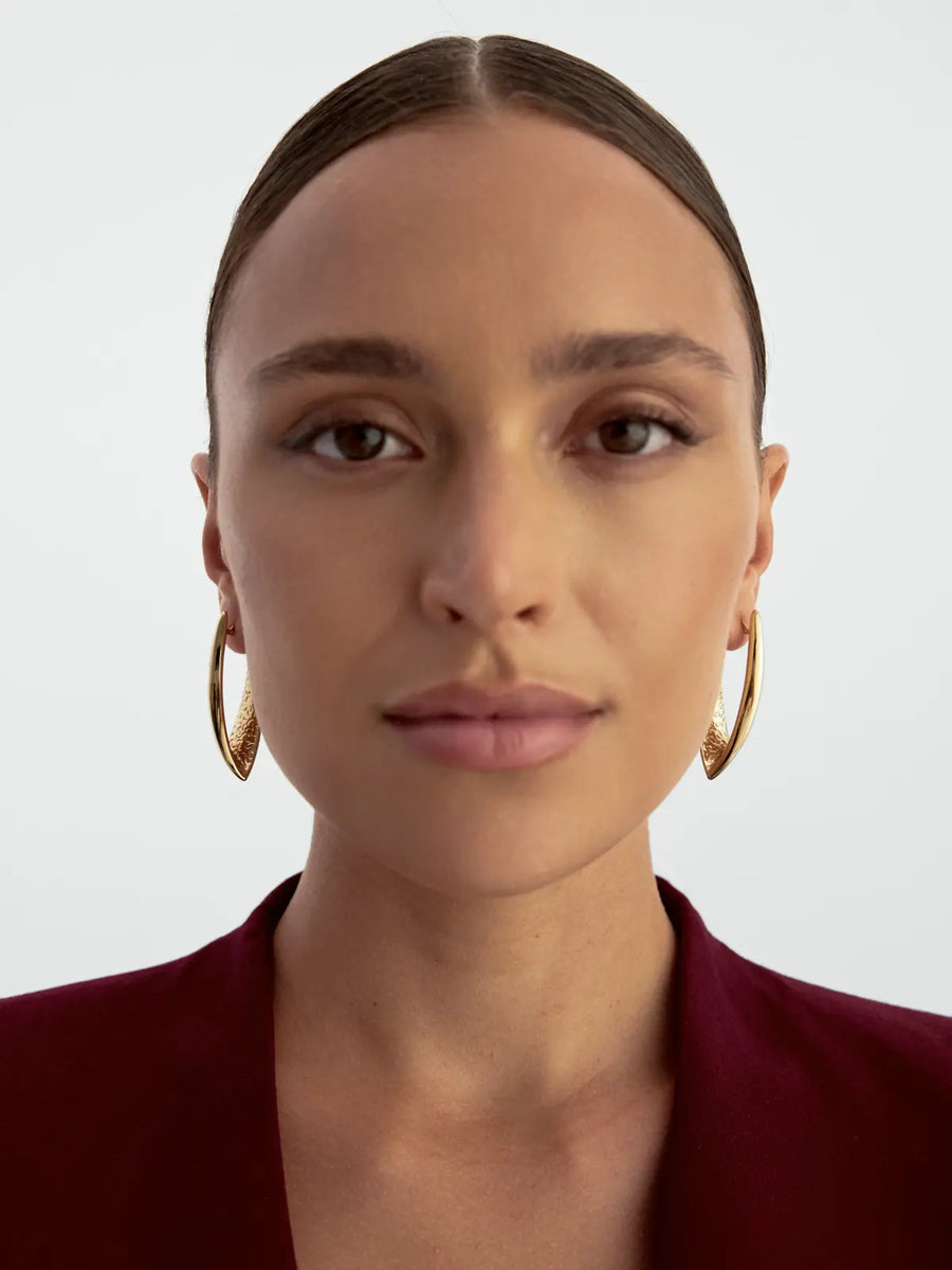Domed V Form Gold Earrings Earrings in 14K Gold
