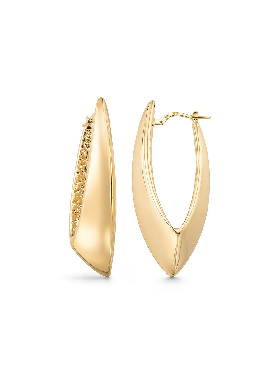 Domed V Form Gold Earrings Earrings in 14K Gold
