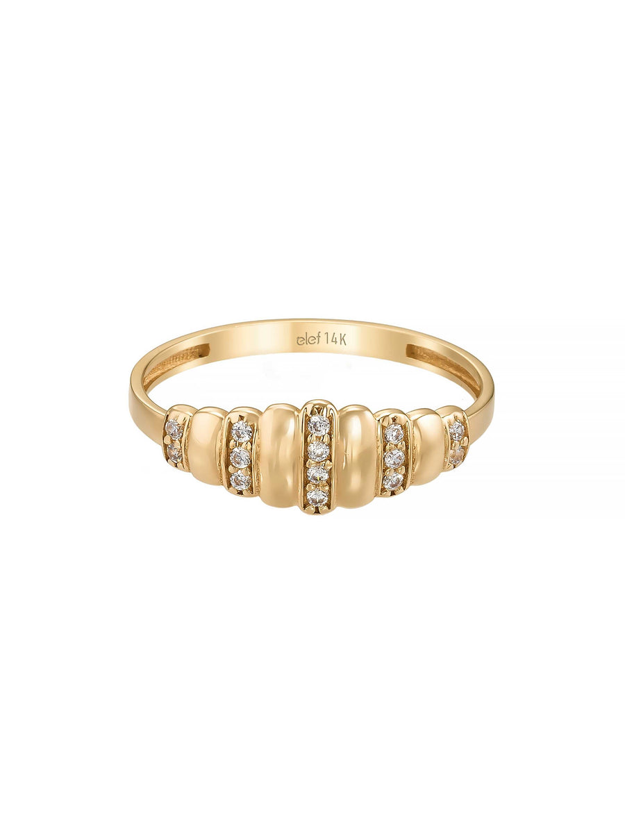 Domed & Stone-Set Ring in 14K Gold