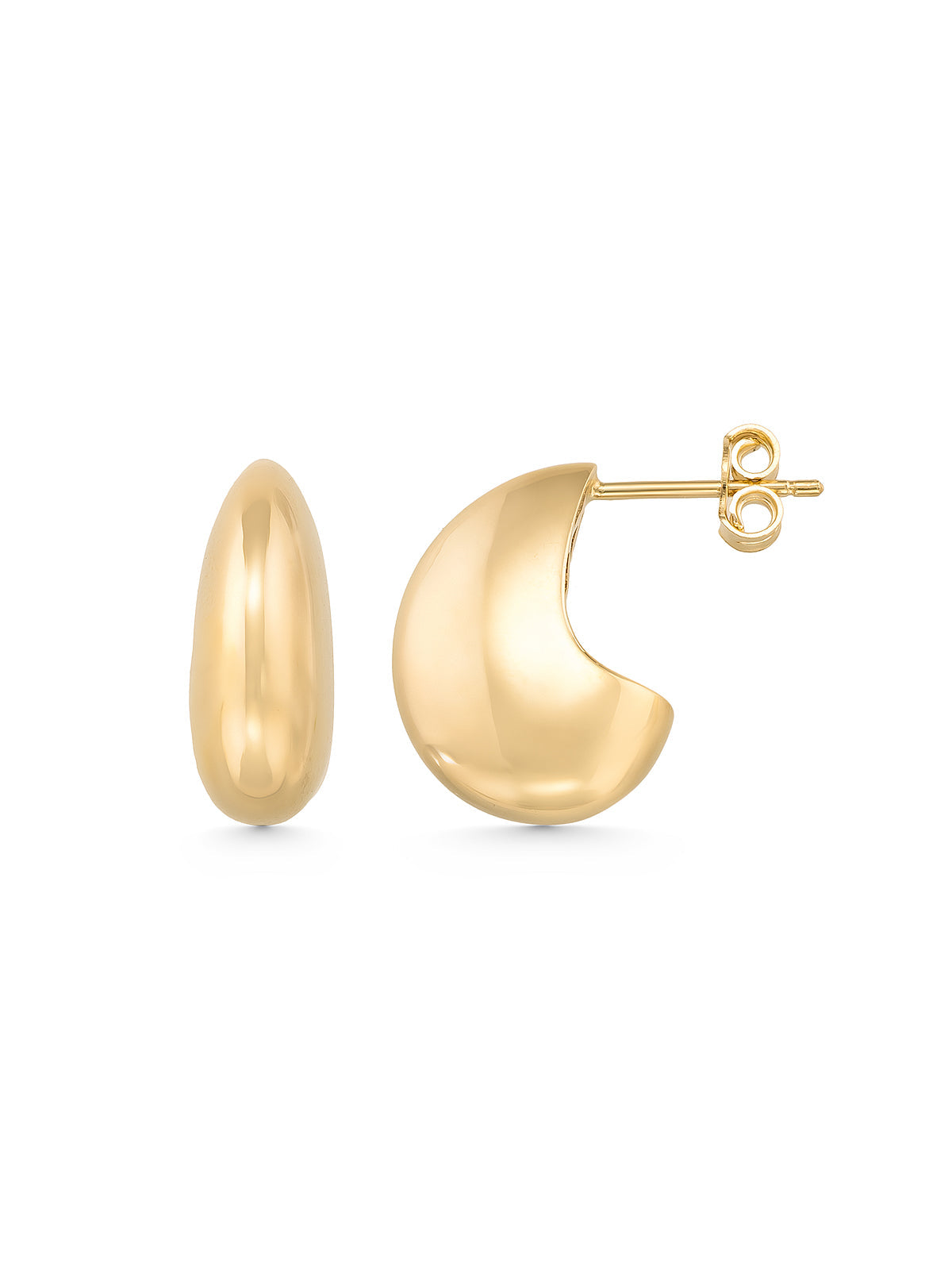 Domed Half Moon Form Earrings in 14K Gold by Elef Jewelry