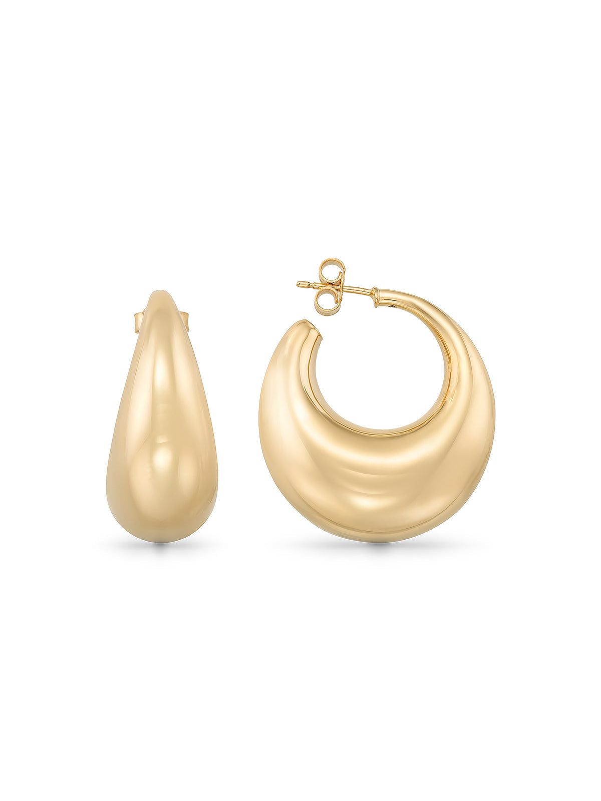 Domed Half Hoop Earrings in 14K Gold by Elef Jewelry