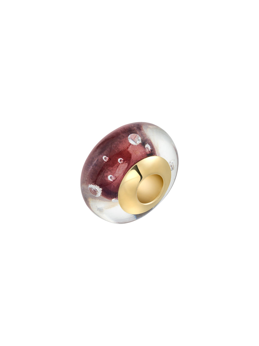 Burgundy Depth Murano Glass Charm in 14K Gold