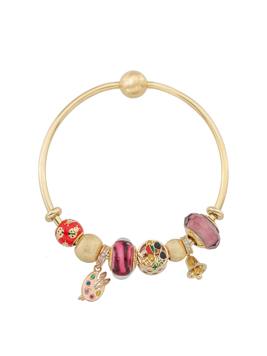 Burgundy Depth Murano Glass Charm in 14K Gold