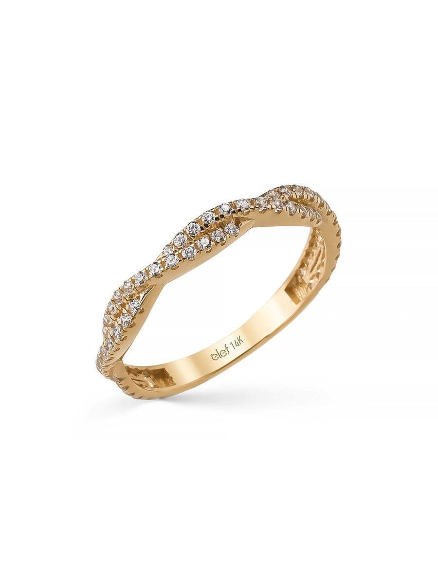 Twisted Stone-Set Ring in 14K Gold