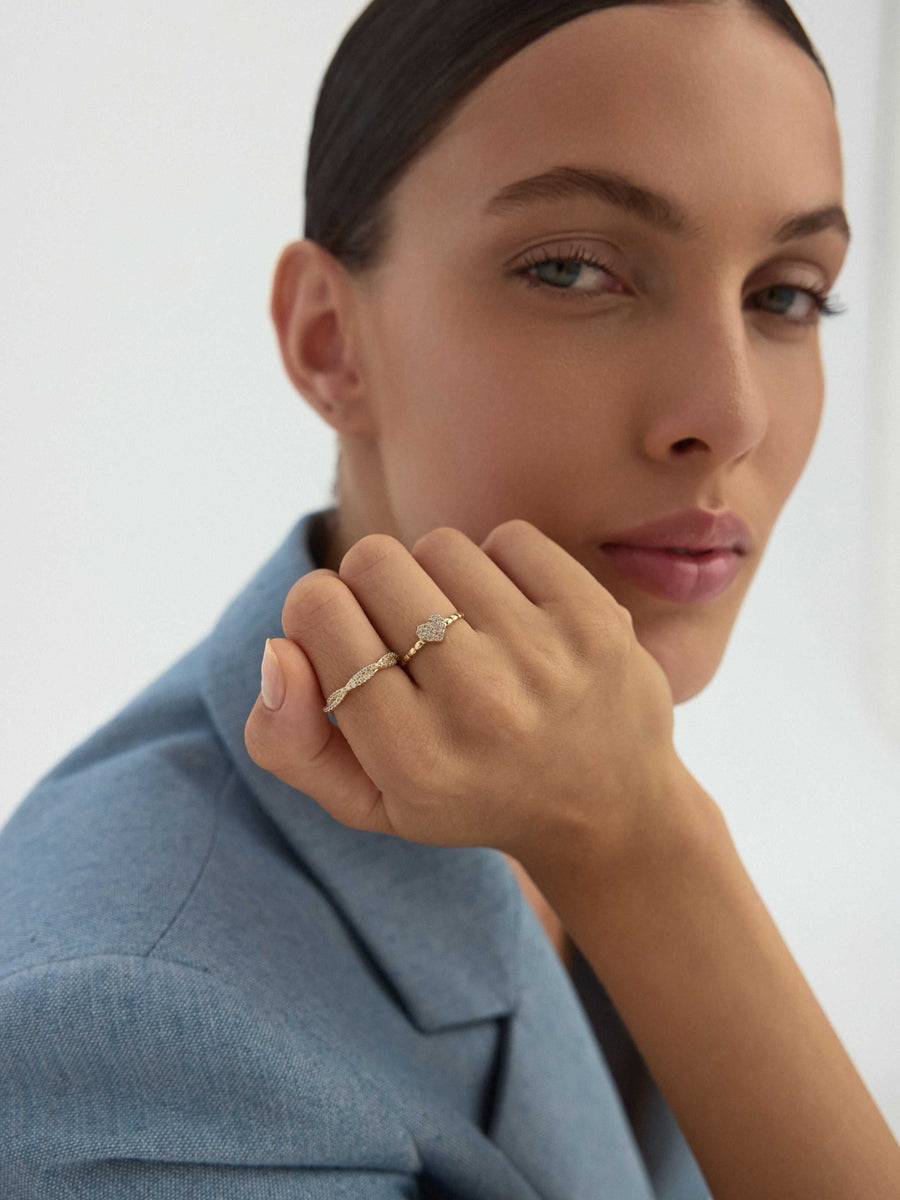 Twisted Stone-Set Ring in 14K Gold