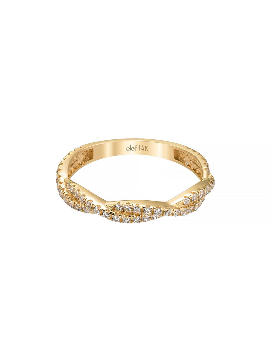 Twisted Stone-Set Ring in 14K Gold