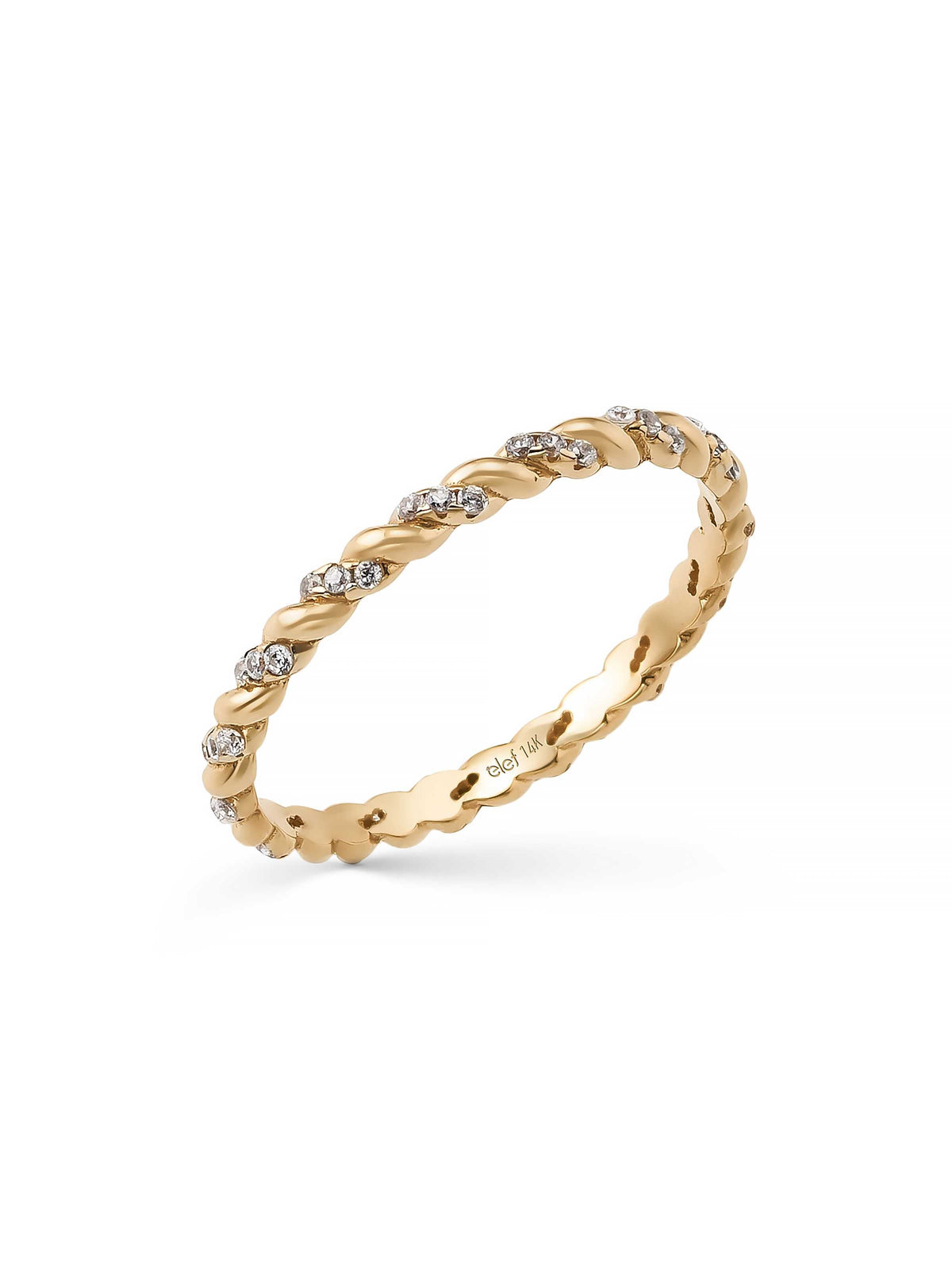 Twisted Stone-Set Ring in 14K Gold by Elef Jewelry