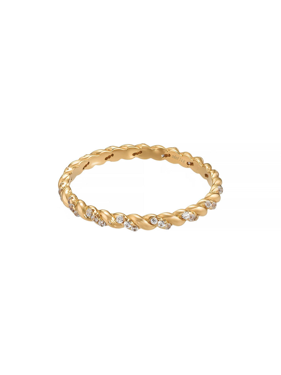 Twisted Stone-Set Ring in 14K Gold