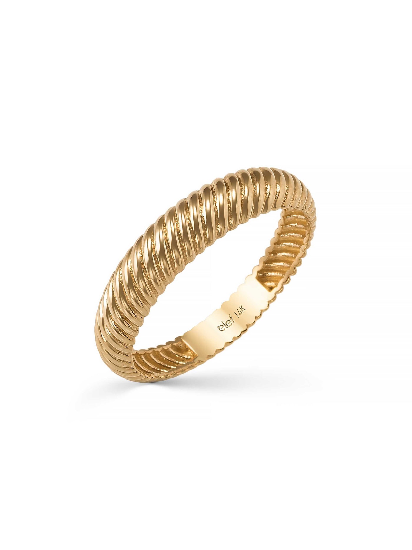 Twisted Patterned Classic Ring in 14K Gold by Elef Jewelry