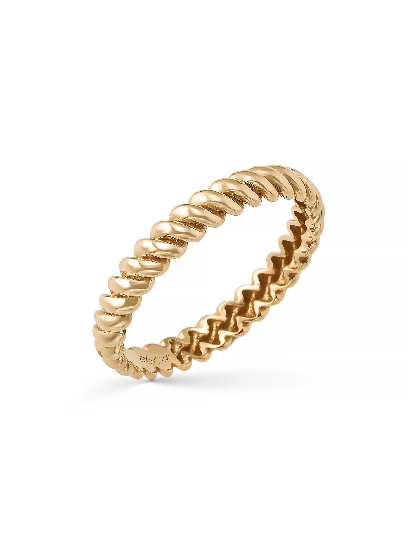 Twisted Textured Minimal Ring in 14K Gold by Elef Jewelry
