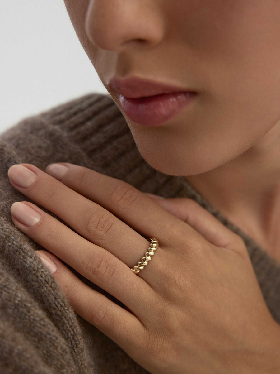 Twisted Textured Minimal Ring in 14K Gold