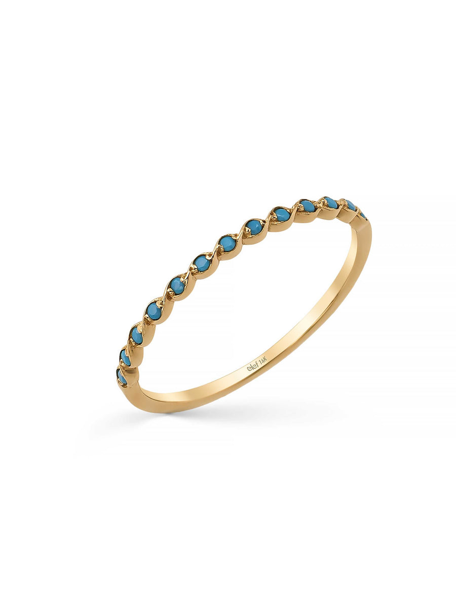 Twisted Form Blue Stone Ring in 14K Gold