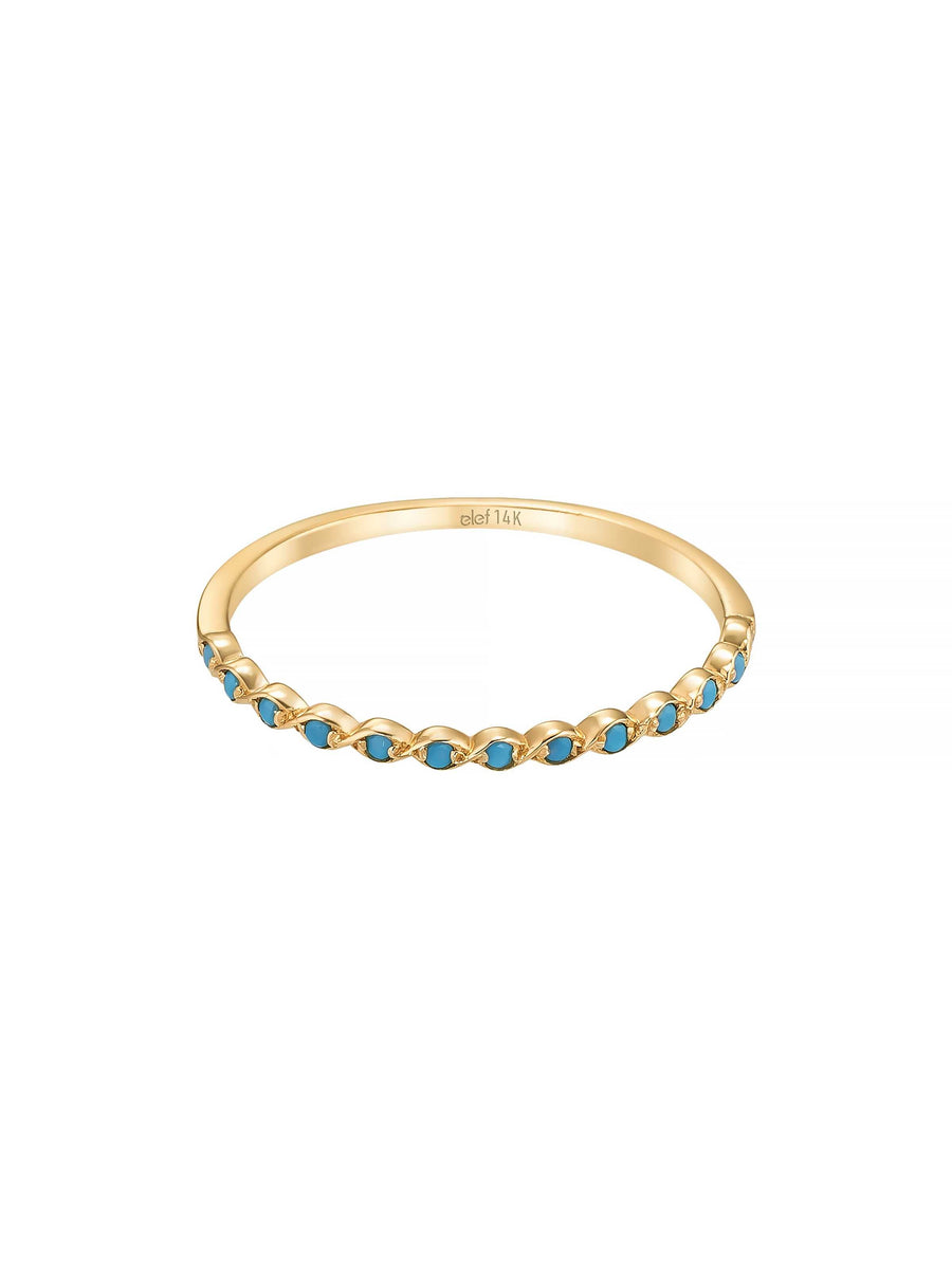 Twisted Form Blue Stone Ring in 14K Gold