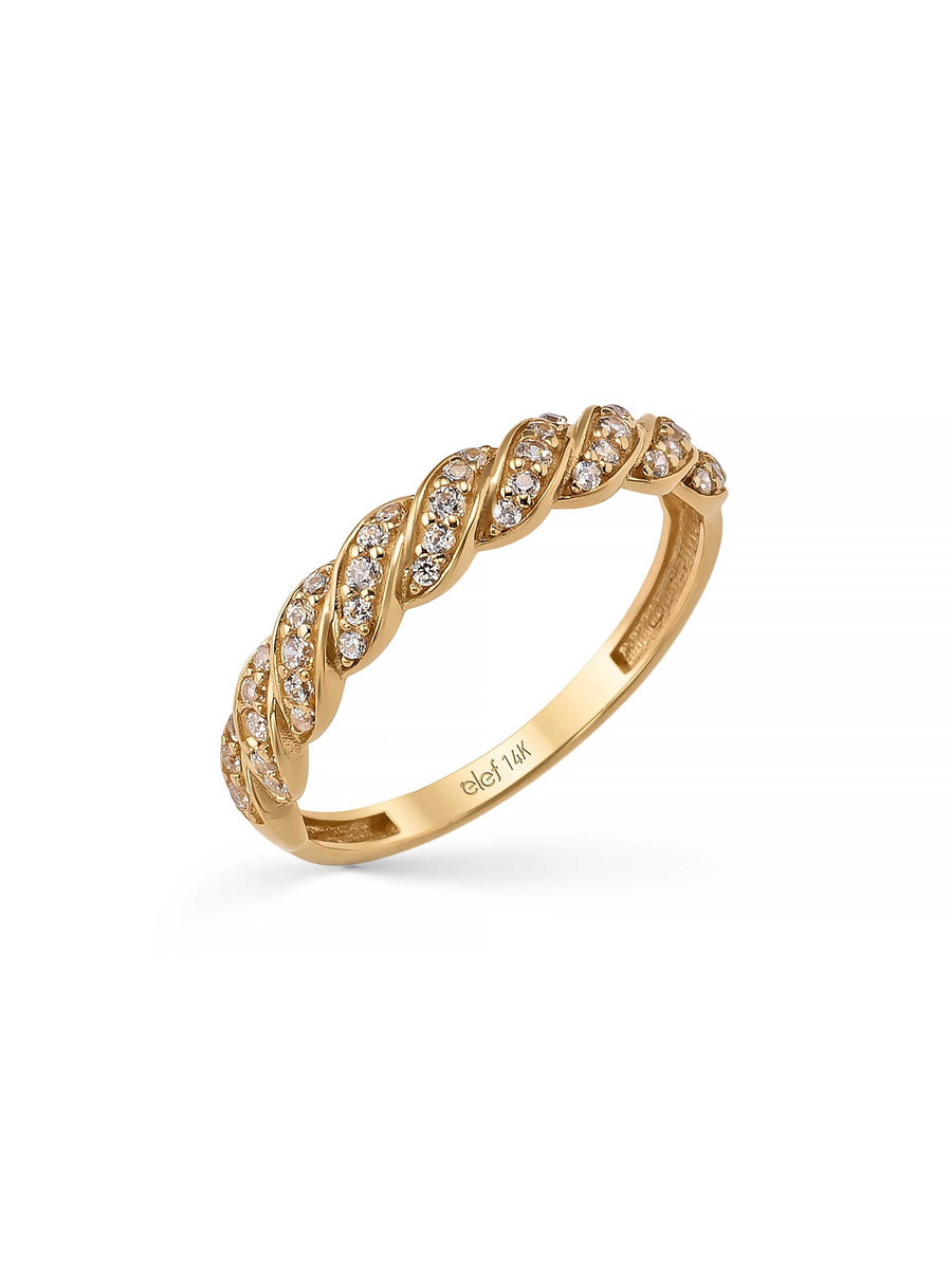 Twisted Diamond-Inspired Ring in 14K Gold