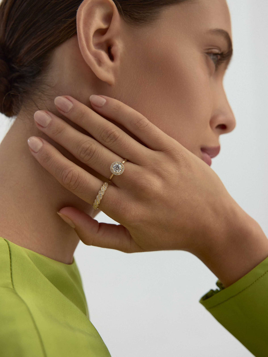 Twisted Diamond-Inspired Ring in 14K Gold