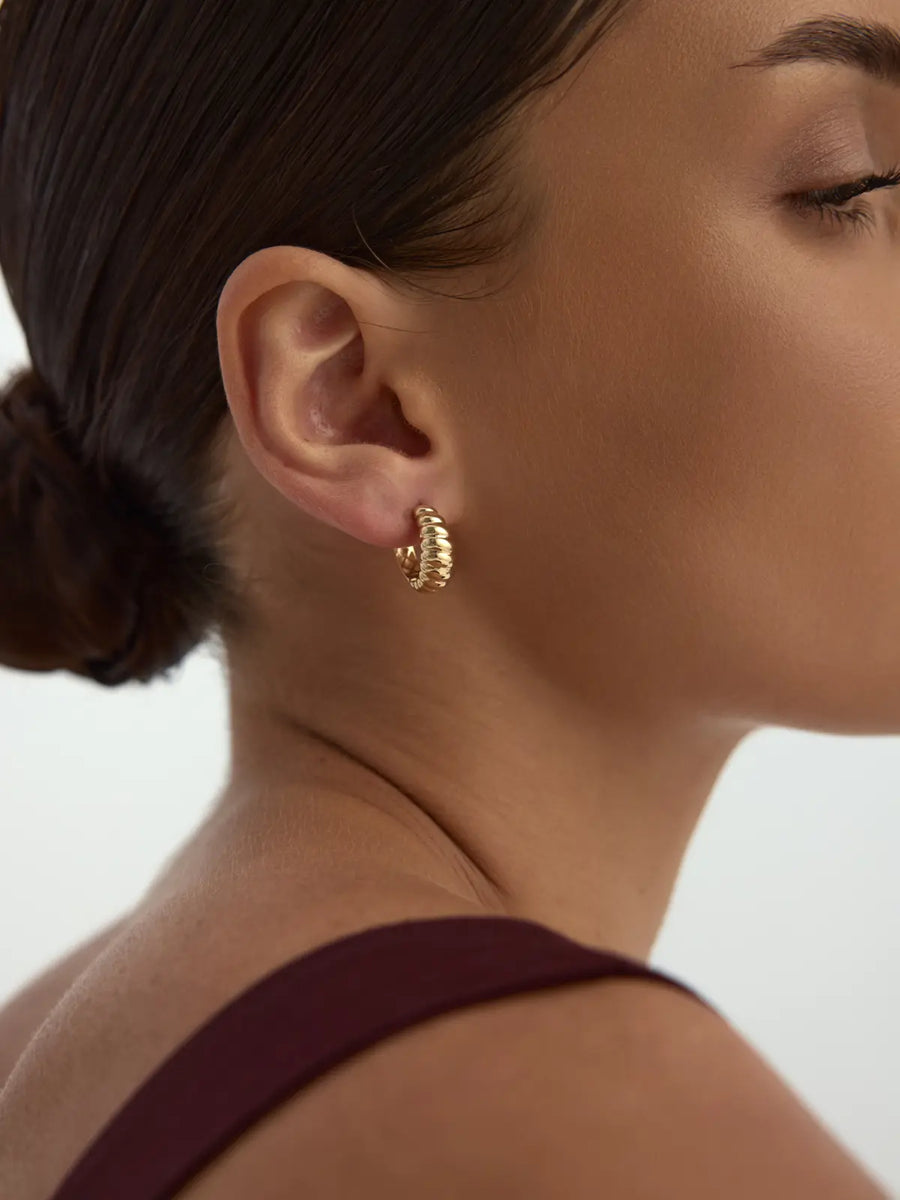 Twisted Domed Earrings in 14K Gold