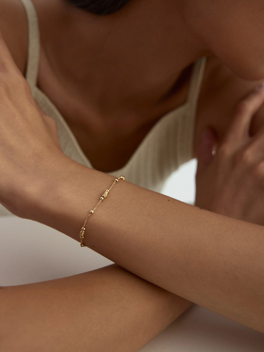 Twisted Dorika Bead Bracelet in 14K Gold