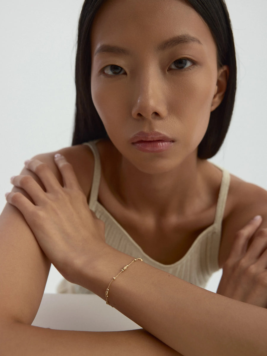 Twisted Dorika Bead Bracelet in 14K Gold