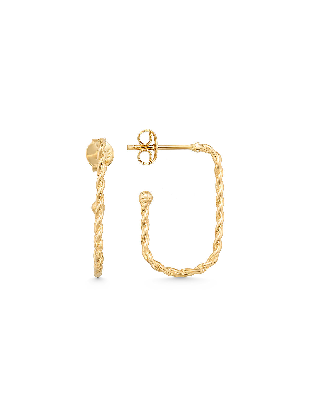 Twisted Square Form Earrings in 14K Gold by Elef Jewelry
