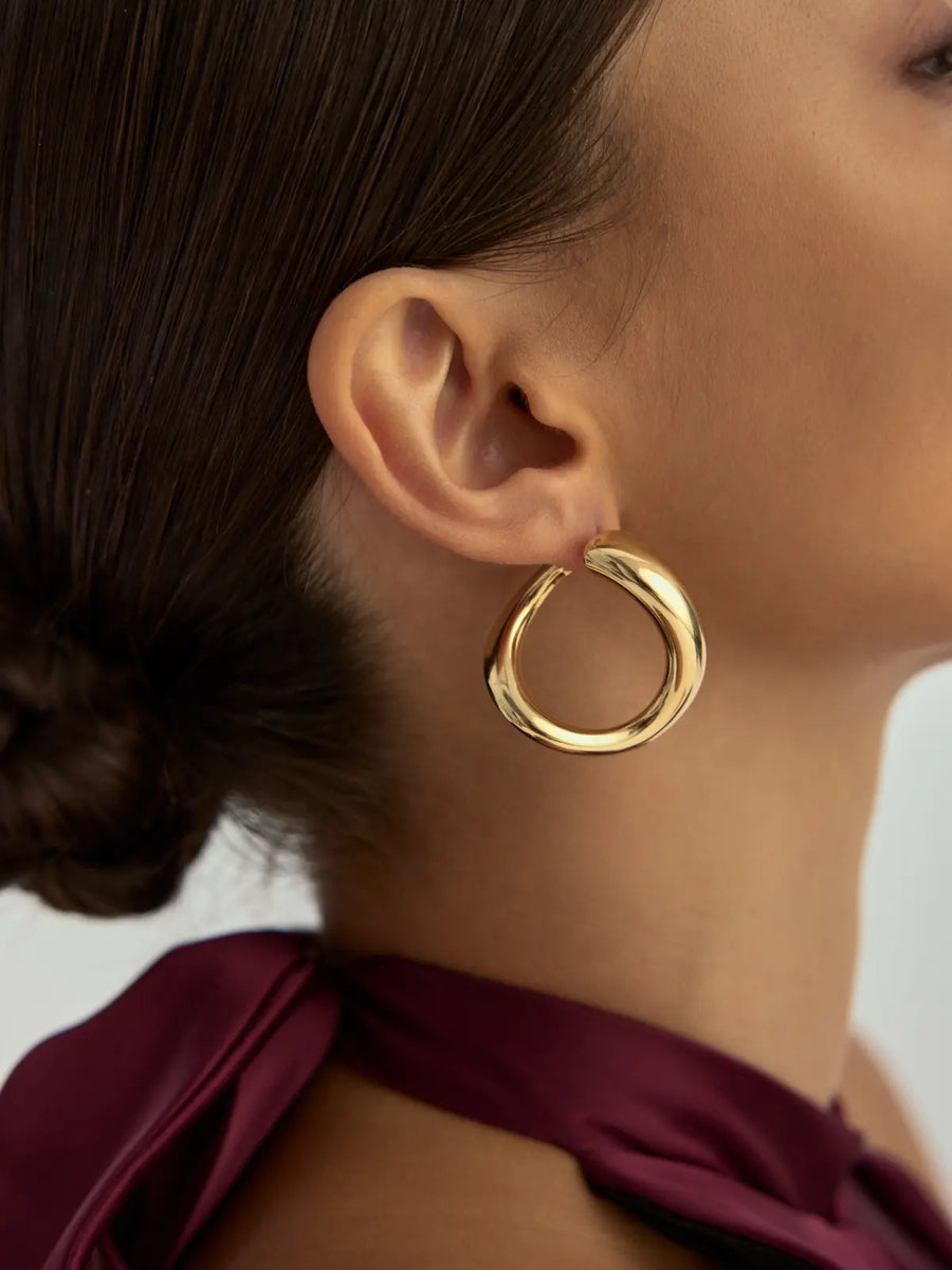 Twisted Sculptural Earrings in 14K Gold
