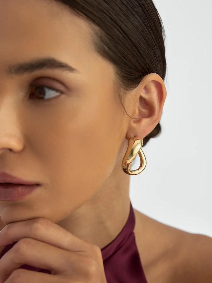 Twisted Sculptural Earrings in 14K Gold