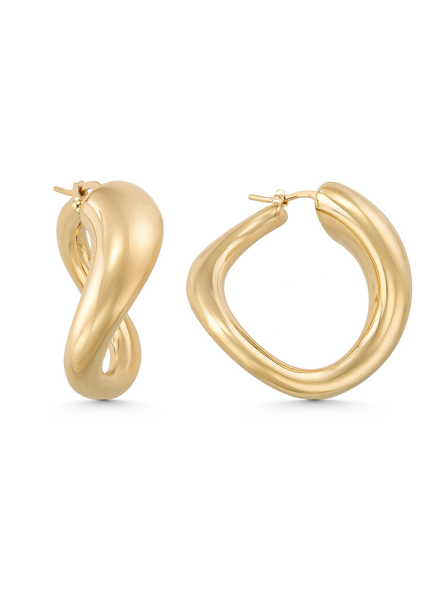Twisted Sculptural Earrings in 14K Gold
