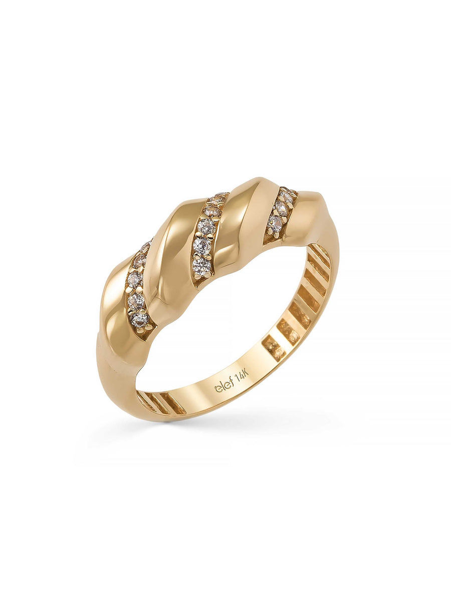 Twisted Stone-Set Ring in 14K Gold
