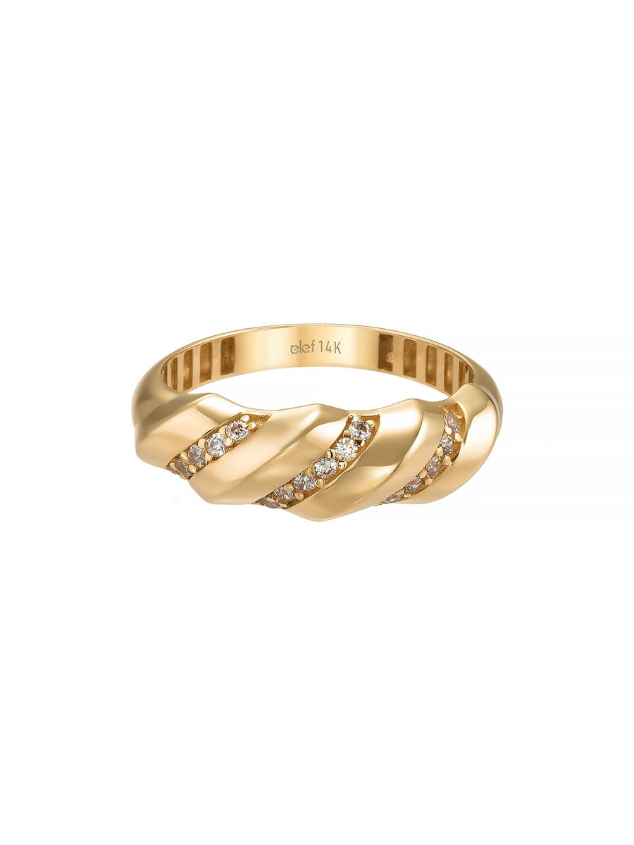 Twisted Stone-Set Ring in 14K Gold