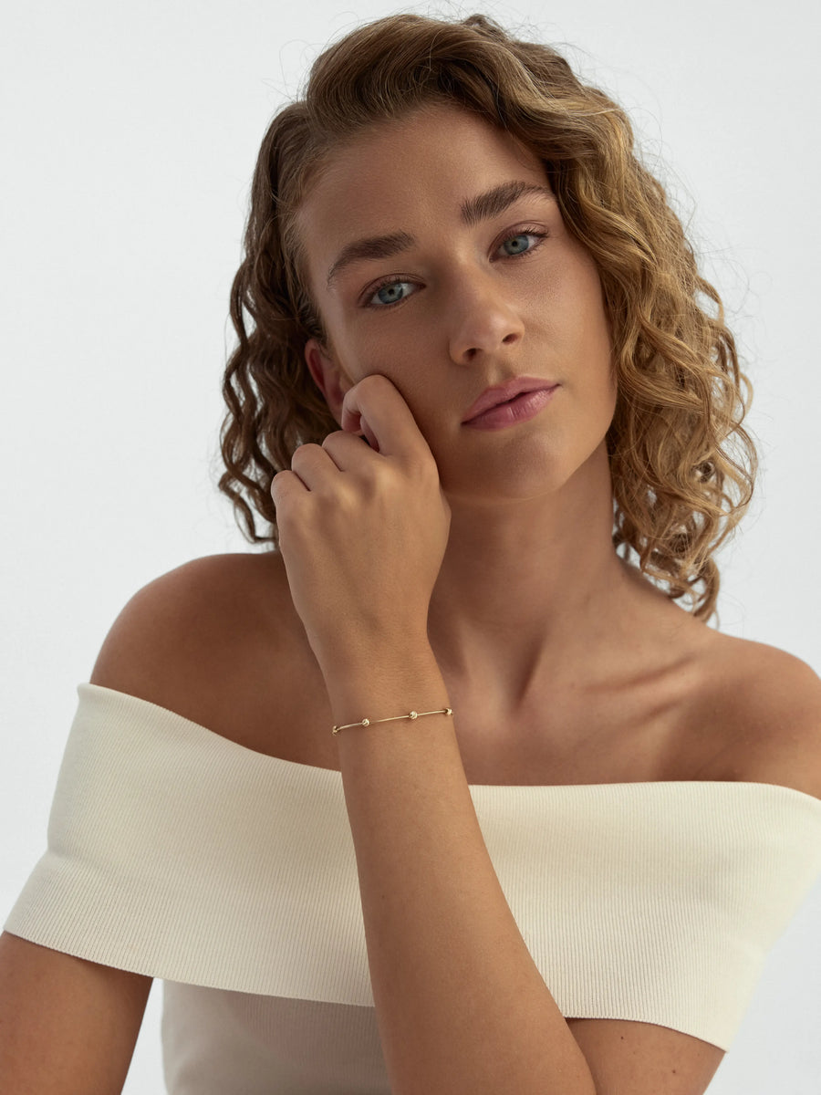 Graduated Dorika Bead Bracelet in 14K Gold