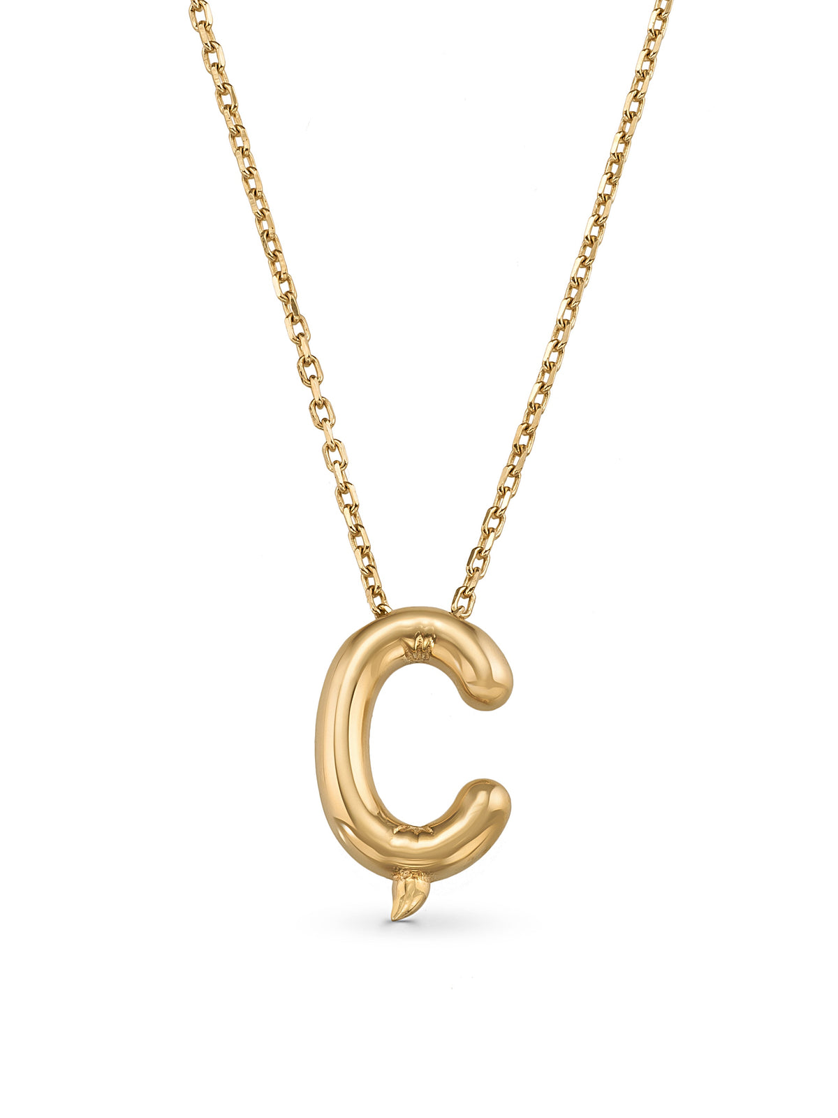 Letter C Classic Initial Necklace in 14K Gold by Elef Jewelry