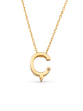 Letter C Stone Initial Necklace in 14K Gold by Elef Jewelry