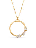Circle Form Baguette Stone Necklace in 14K Gold by Elef Jewelry