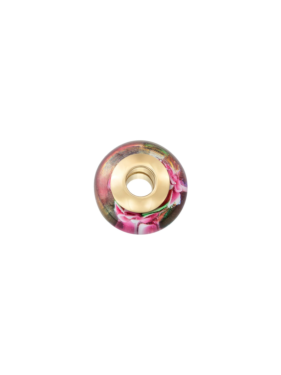 Flower Multicolor Murano Glass Charm in 14K Gold