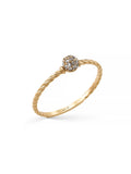 Flower Motif Twisted Body Ring in 14K Gold by Elef Jewelry