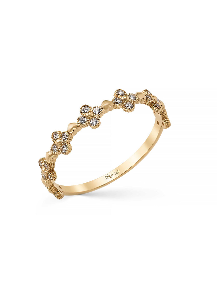 Flower Motif Vintage Ring in 14K Gold