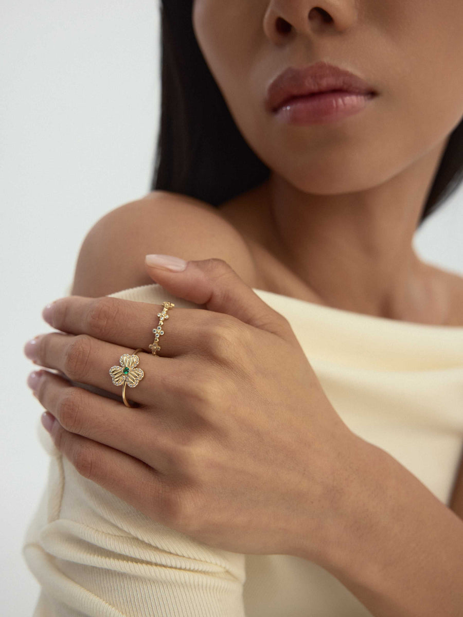 Flower Motif Vintage Ring in 14K Gold