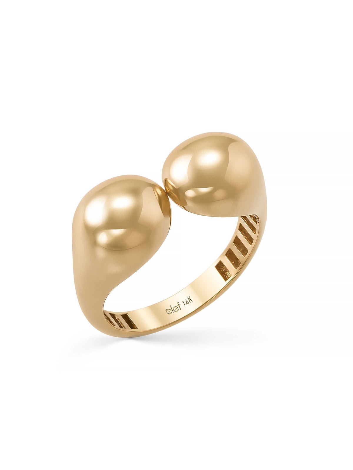Double Domed Open Form Ring in 14K Gold by Elef Jewelry