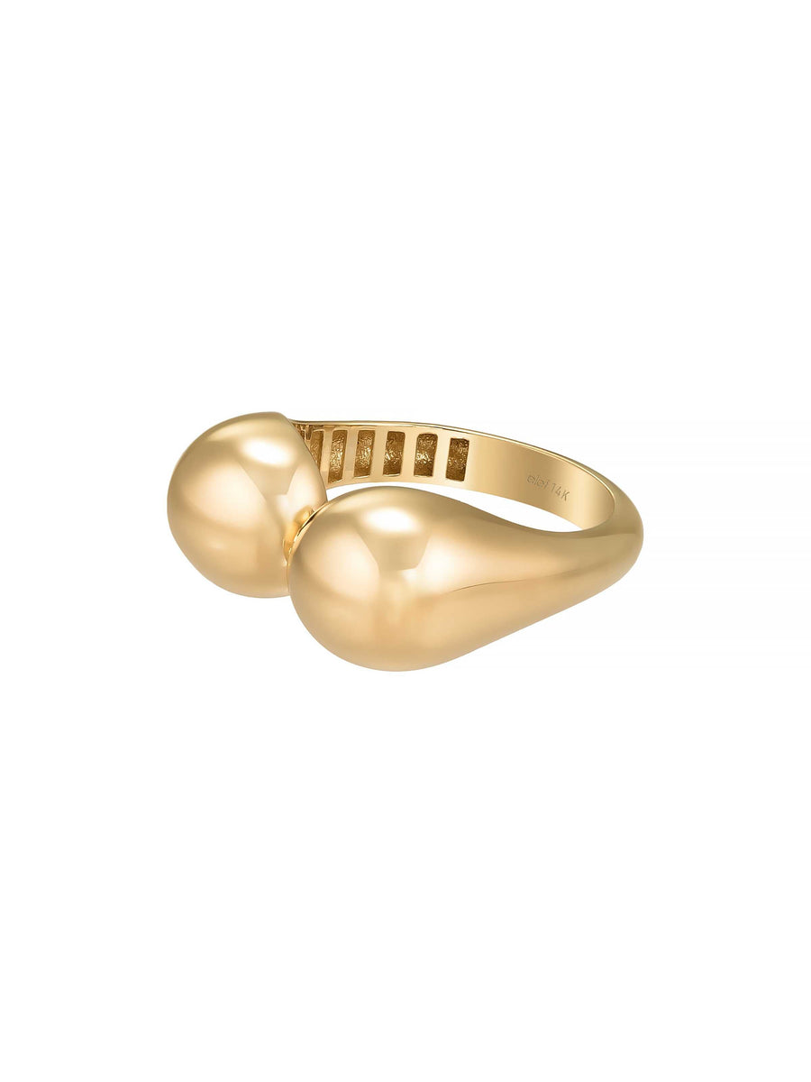 Double Domed Open Form Ring in 14K Gold