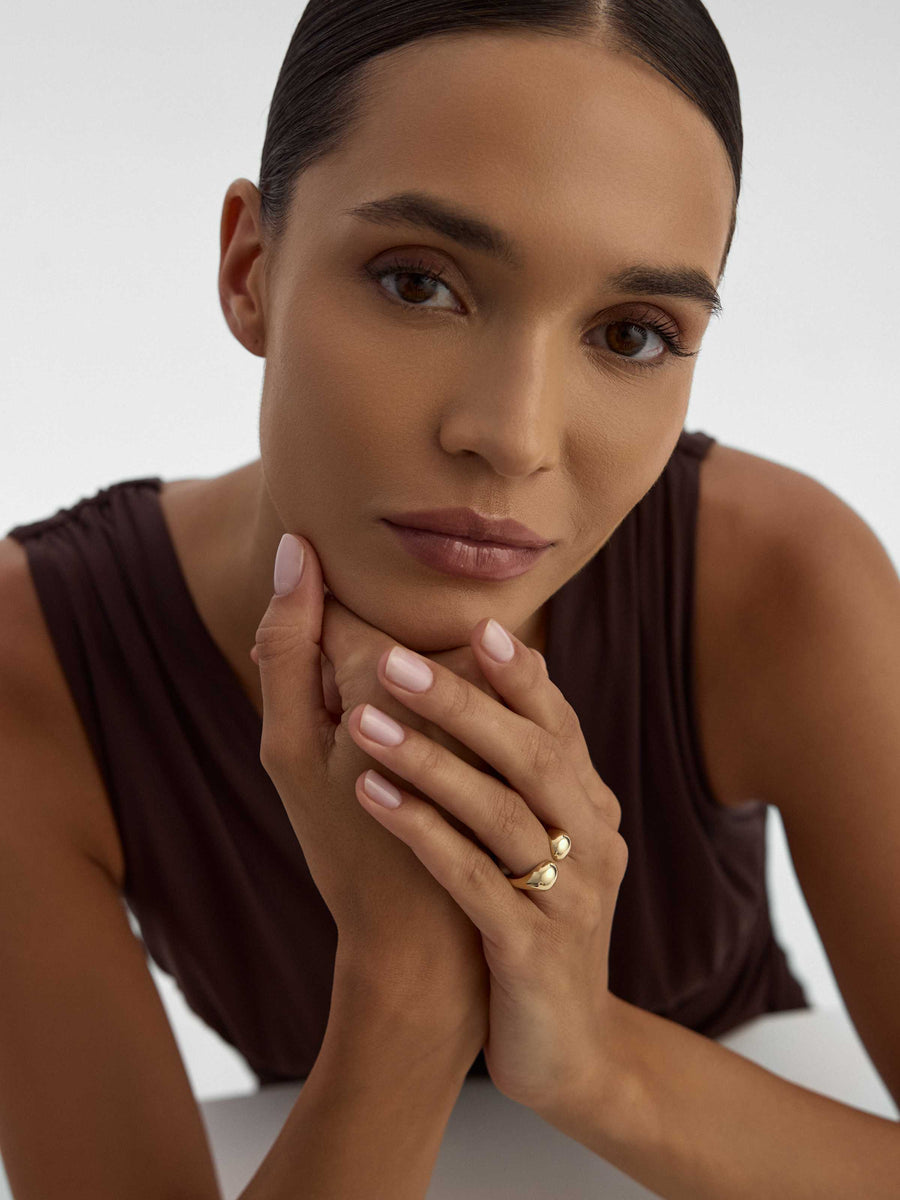 Double Domed Open Form Ring in 14K Gold