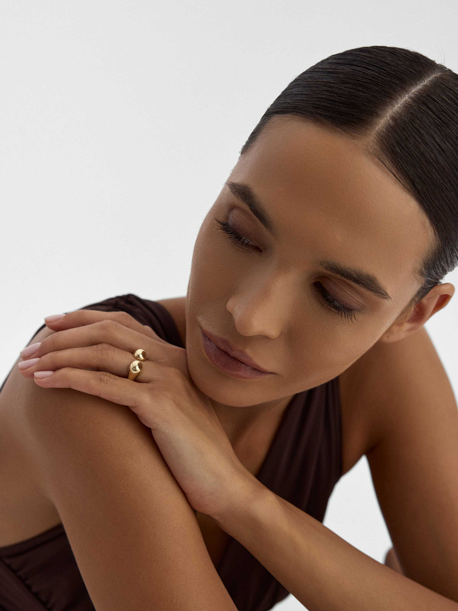 Double Domed Open Form Ring in 14K Gold
