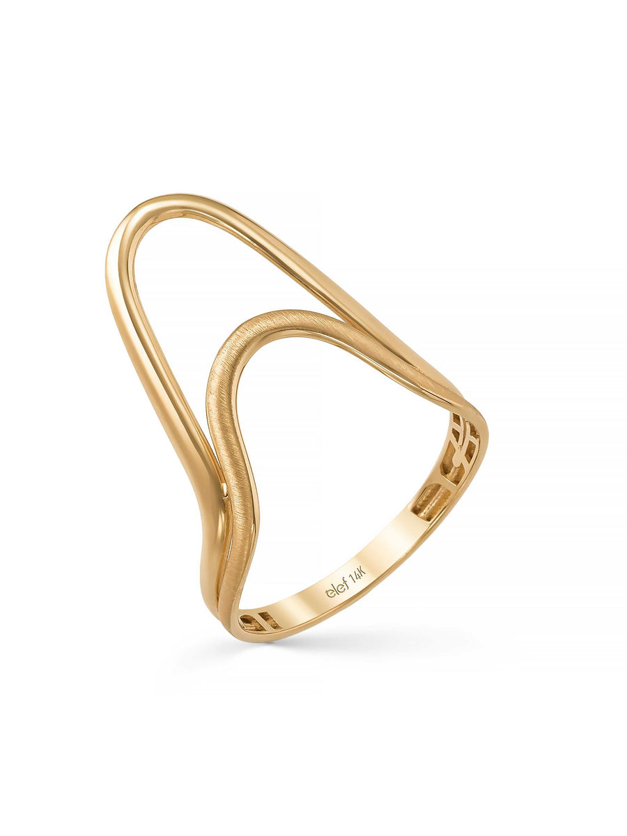 Double Curved Form Ring in 14K Gold