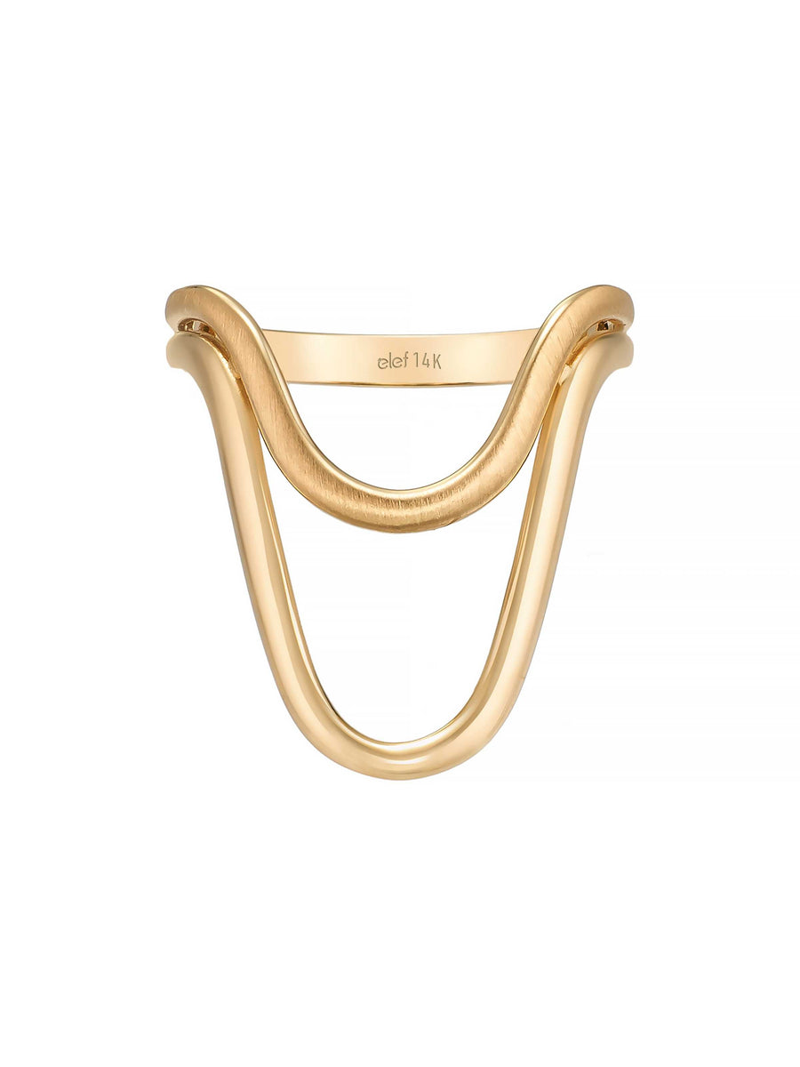 Double Curved Form Ring in 14K Gold
