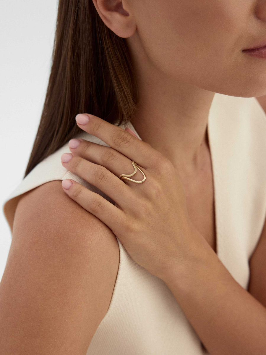 Double Curved Form Ring in 14K Gold