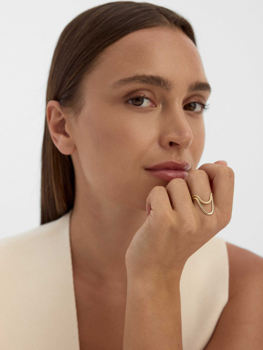 Double Curved Form Ring in 14K Gold